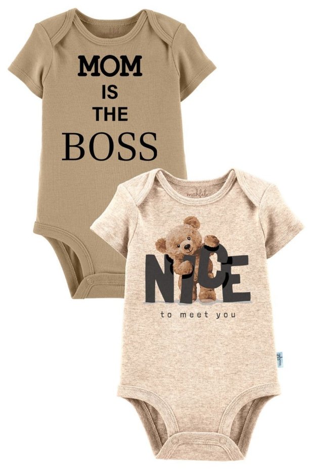 100% Cotton Organic Printed Baby Bodysuit with Snap Fasteners