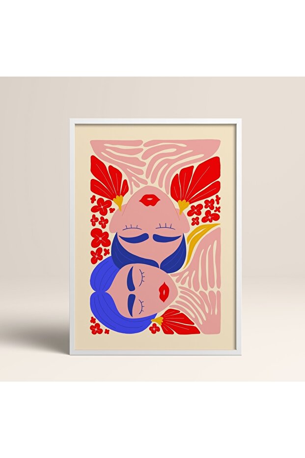 White Wooden Framed Painting Framed Poster Artistic Modern Wall Decor (Flower138-White-40X60)
