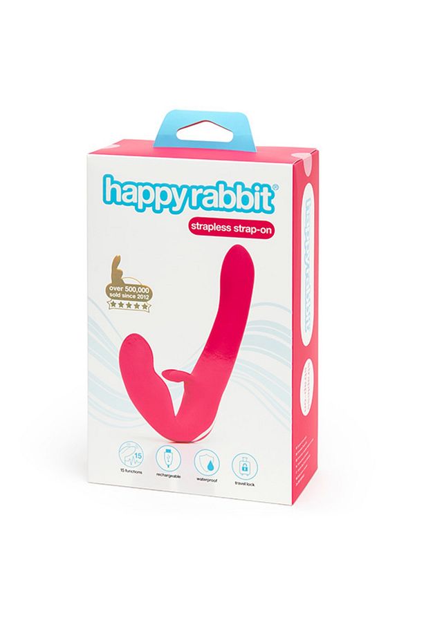 Happy Rabbit Bayanlara Özel Strapless Strap-on Rabbit Pembe Vibratör+jel - 3