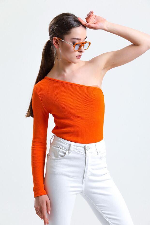 Women's One Shoulder Camisole Crop Orange Blouse