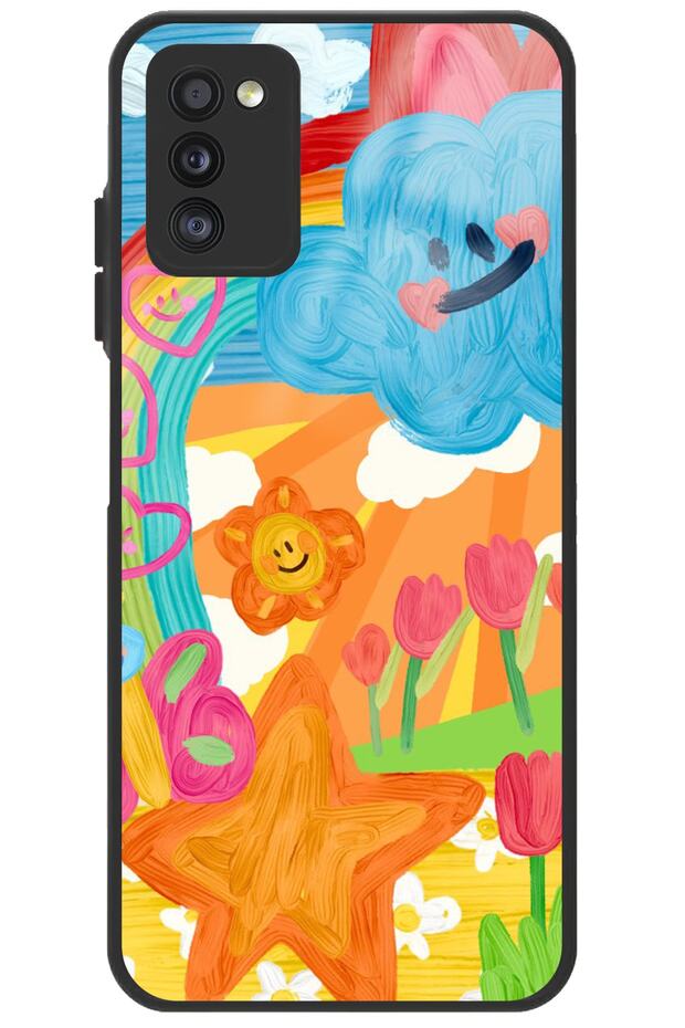 Premium Heart Cloud Pattern Glossy Phone Case with Camera Protection for Samsung Galaxy A02S