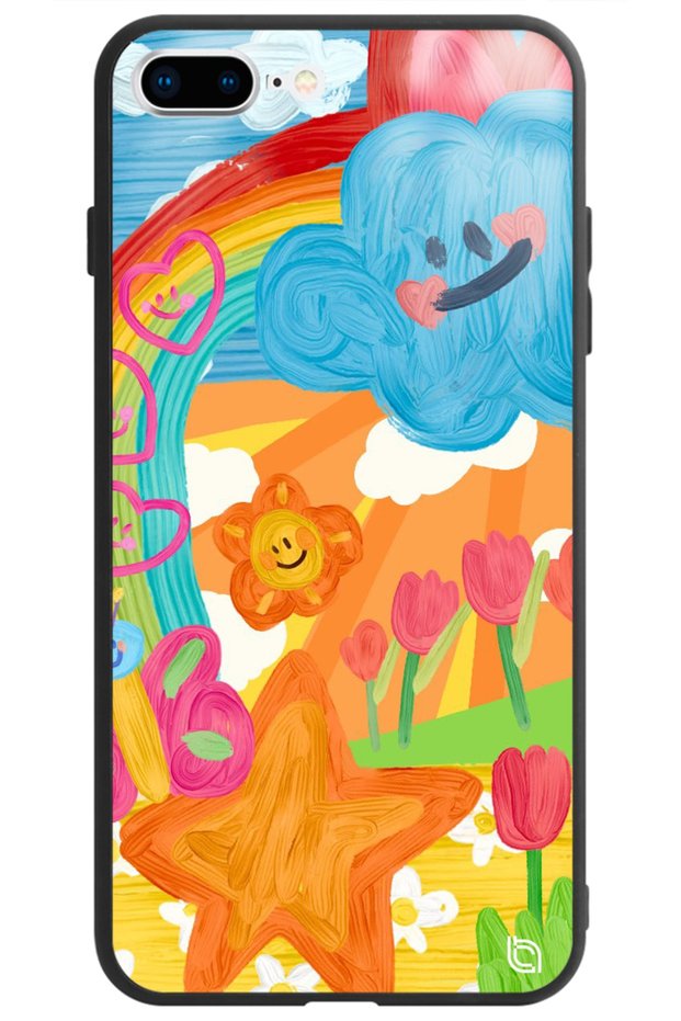 iPhone 8 Plus Heart Cloud Premium Patterned Glossy Phone Case with Camera Protection