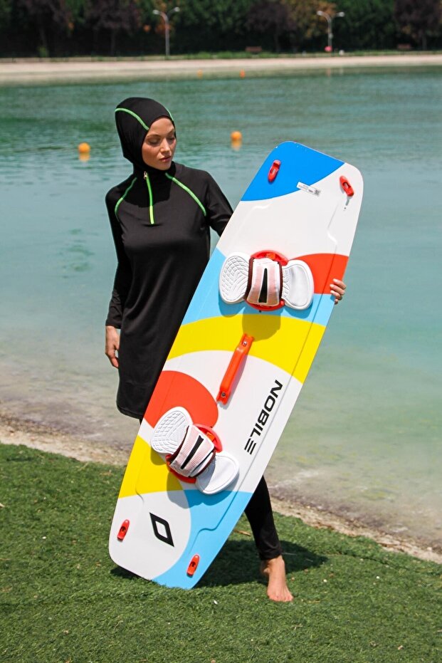 Black 3-Piece Performance Series Fully Covered Hijab Swimsuit M2234