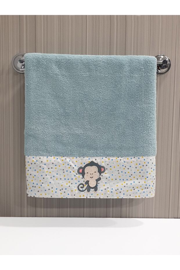 Monkey Pattern Embroidered One Piece Children Baby Towel Set 50x90 Cm 100% Cotton
