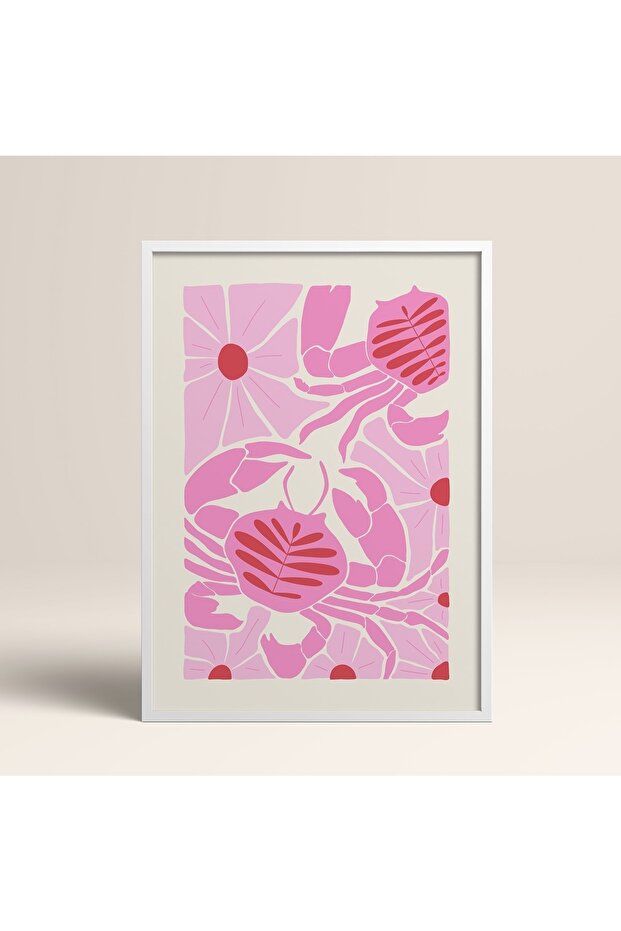 White Wooden Framed Painting Framed Poster Artistic Modern Wall Decor (Flower137-White-50X70)