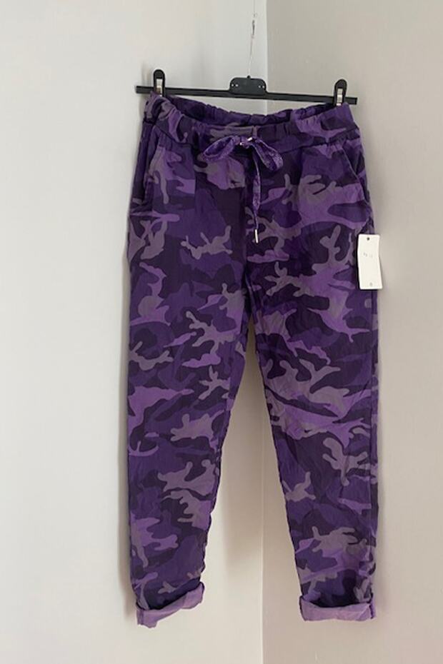 Women's Purple Italian Camouflage Pattern Lycra Pants