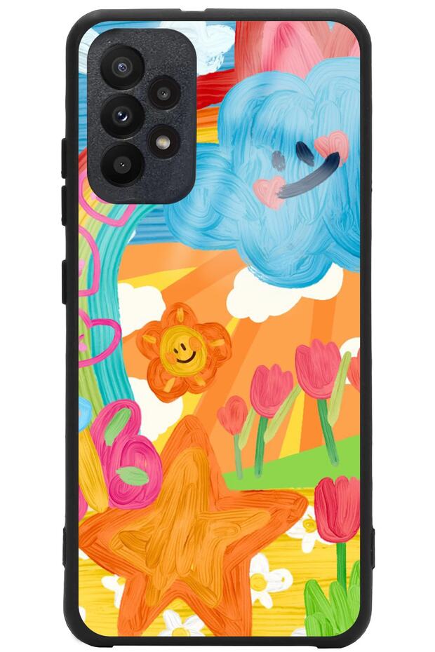 Samsung A72 Glossy Case with Camera Protection Heart Cloud Premium Pattern