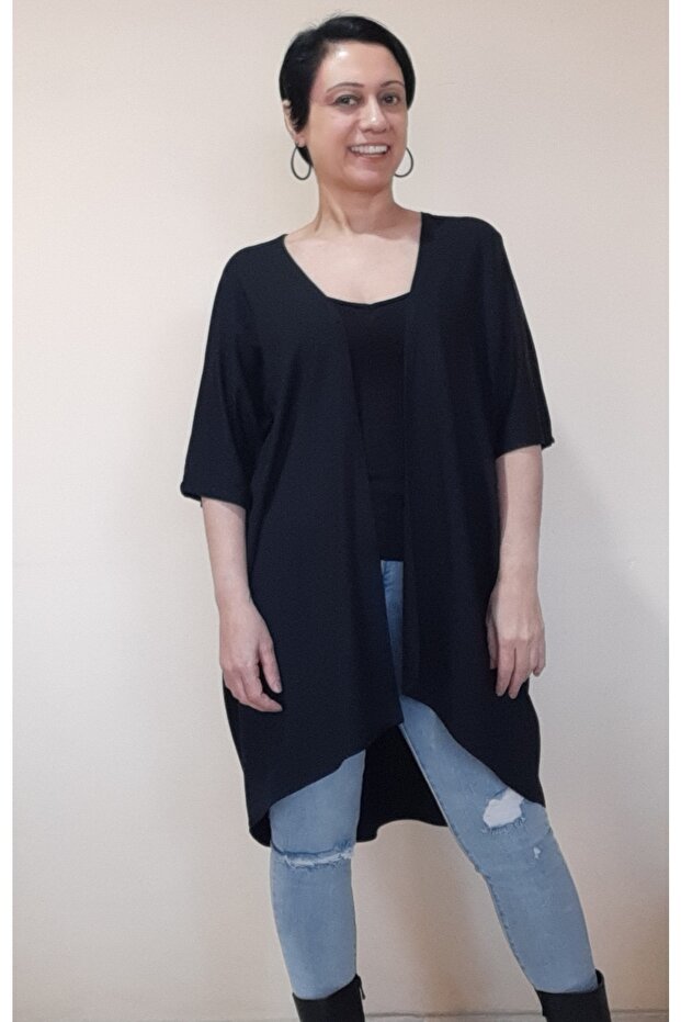 Black Bat Sleeve Casual Shawl Collar Combed Cotton Viscose Vest