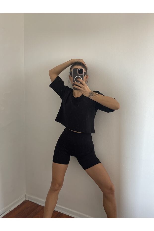 Siyah Basic Pamuklu Tshort - 1