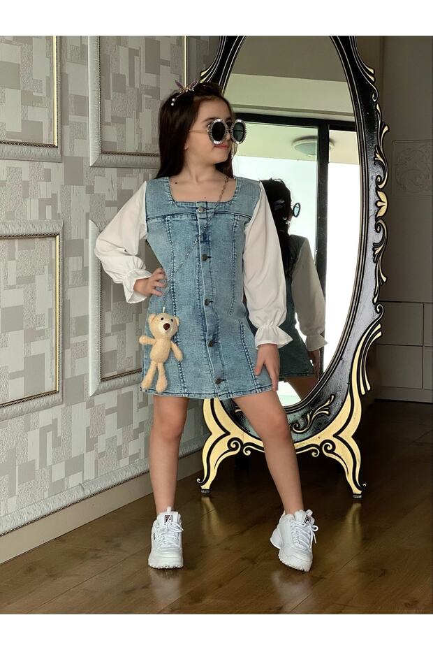 Kız Çocuk Kot Elbise Ayıcıklı - 4