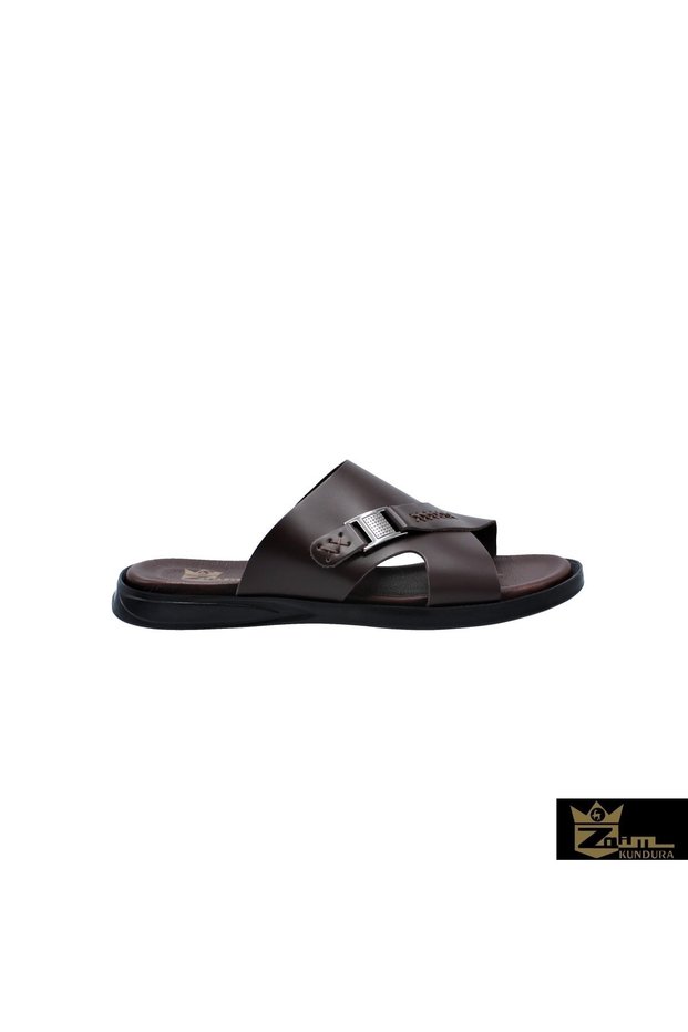 Men Brown Genuine Leather Slippers342503016-1
