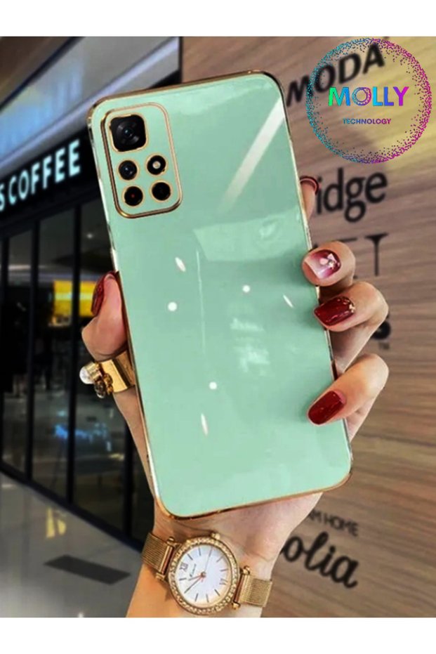 Water Green Edges Gold Detailed Luxury Silicone Case for Xiaomi Redmi 10 2022