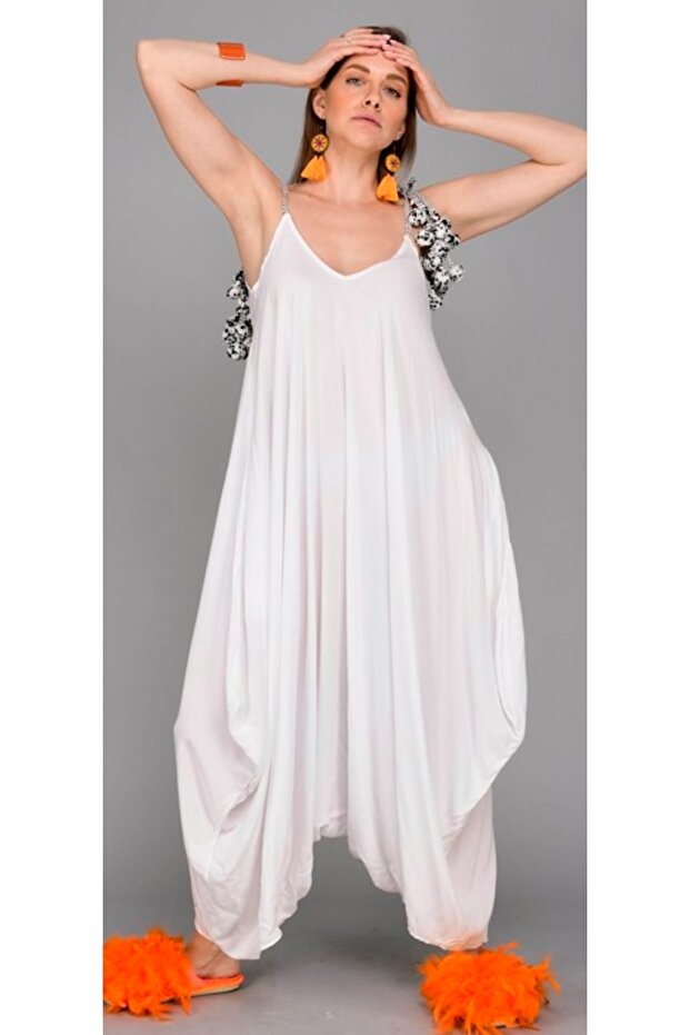 Kadın Ponponlu Boho Tulum - 1