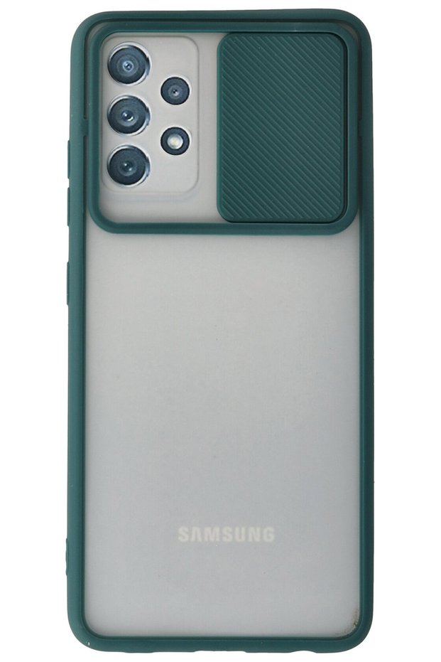 Silicone Case for Samsung Galaxy A32 Dark Green with Camera Protection Sliding Without Printing