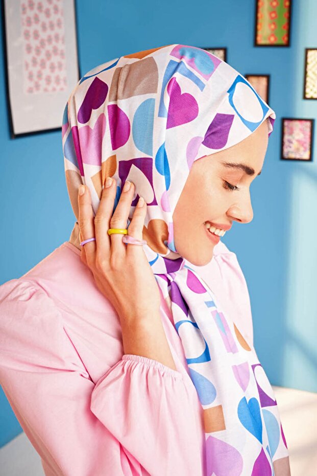 شال قطني بنمط قلب - 1