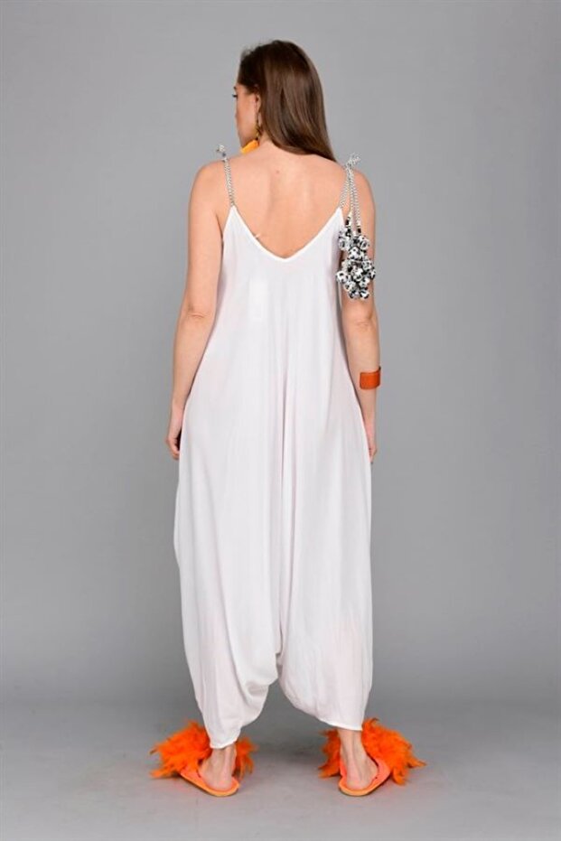 Kadın Ponponlu Boho Tulum - 4