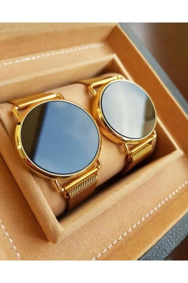 Dijital Dokunmatik Ekran Mıknatıs Kordonlu Gold Çift Saati - 1