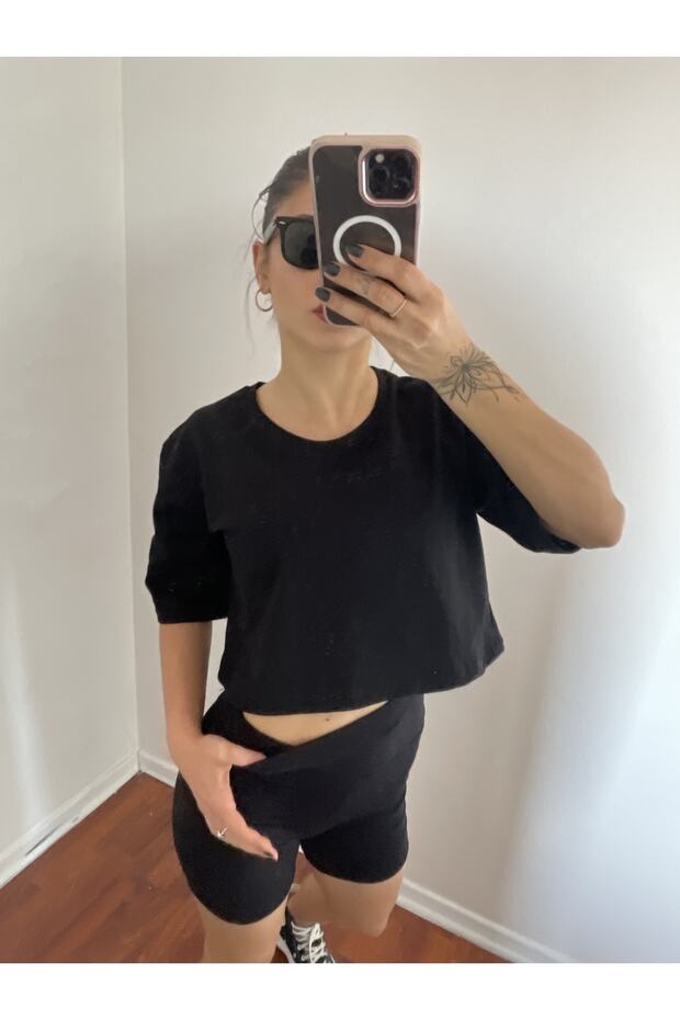 Siyah Basic Pamuklu Tshort - 3