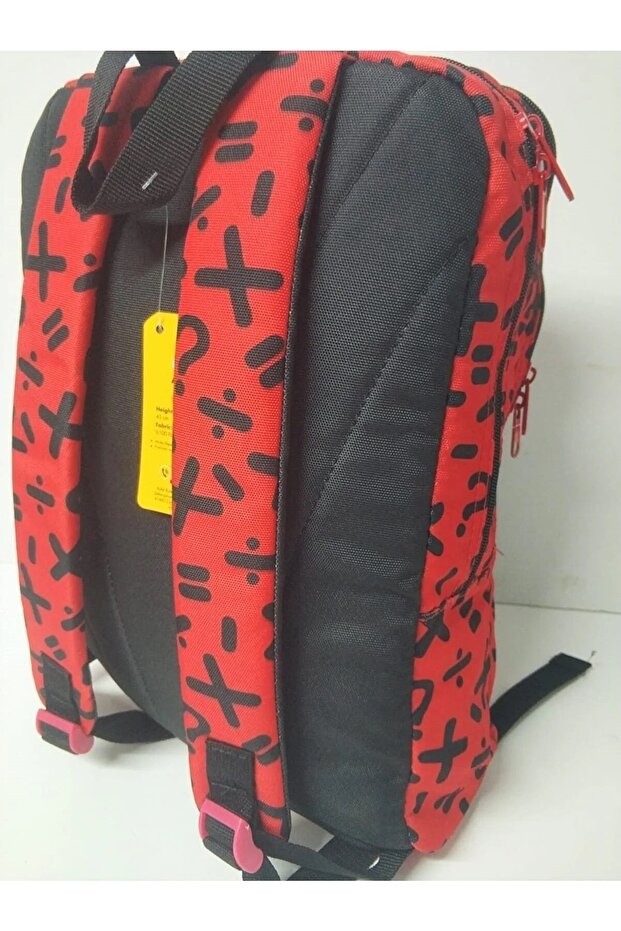 Geometry Pattern Backpack School Bag Red - 2