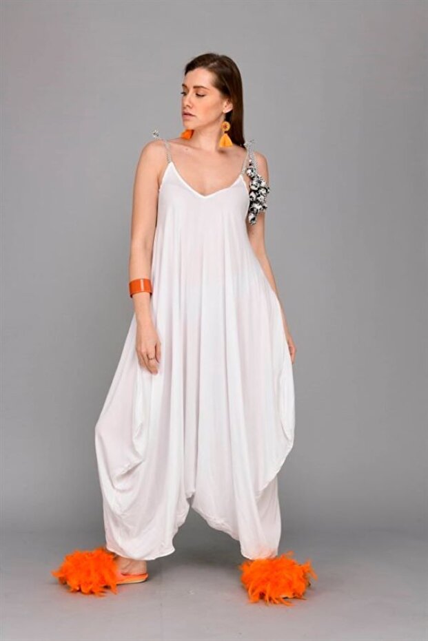 Kadın Ponponlu Boho Tulum - 3