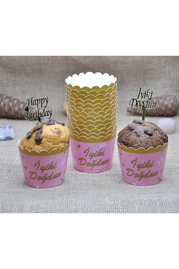 Happy Birthday Written & Cupcake Mold & Cake Capsule & Muffin Cake Mold & 25 Piece Cake Mold