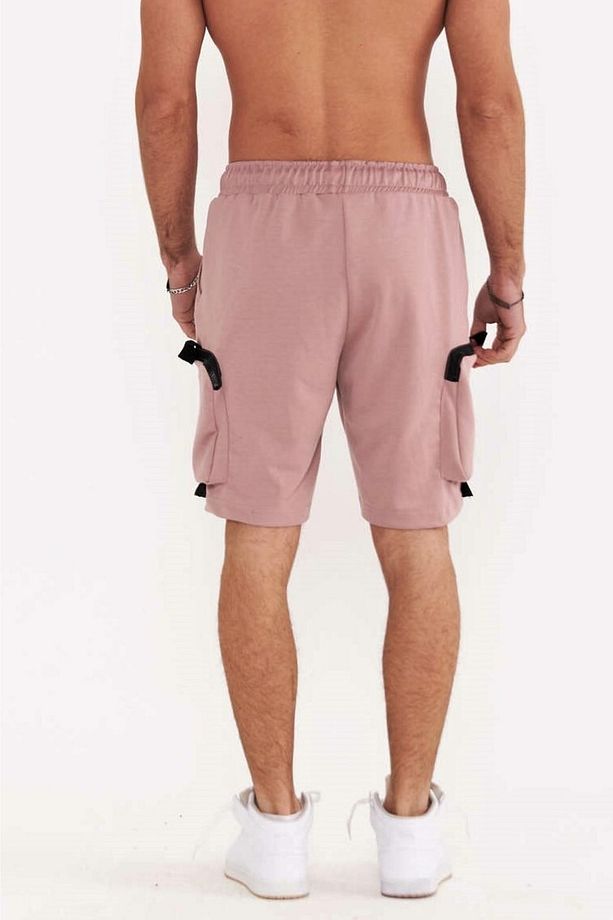 Pembe Oversize Cepli Penye Erkek Şort - 4