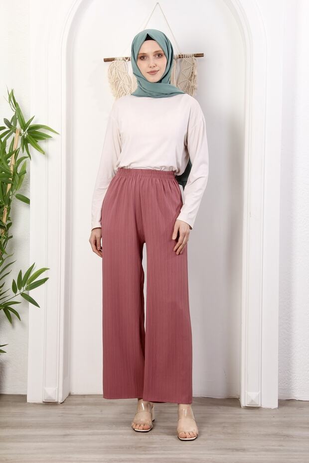 Elastic Waist Skirt Trousers Summer Comfortable Wide Seersucker Fabric