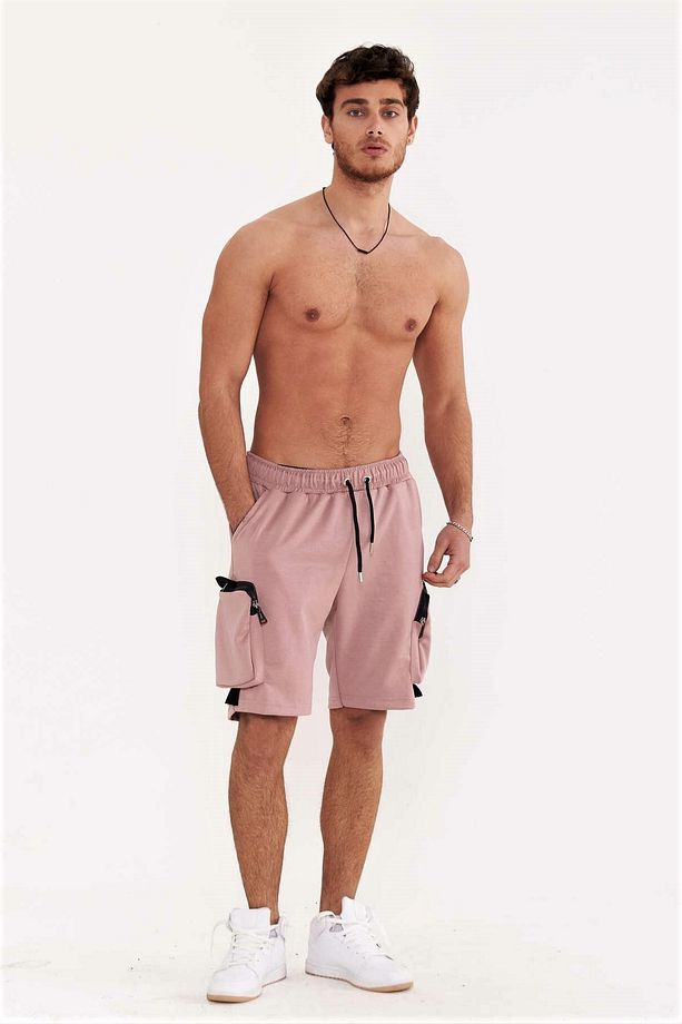 Pembe Oversize Cepli Penye Erkek Şort - 9