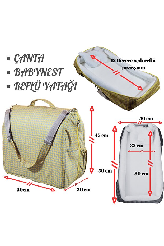 Babynest with Bag, Baby Bag, Carrying Parent's Side Reflux Bed with Houndstooth Pattern