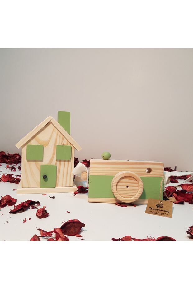 Wooden Gift Piggy Bank + Toy Camera Set, Decorative, Educational Toy, Children's Toy
