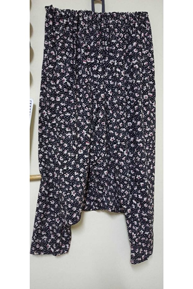 Women's Patterned Baggy Trousers with Pockets and Elastic Waist