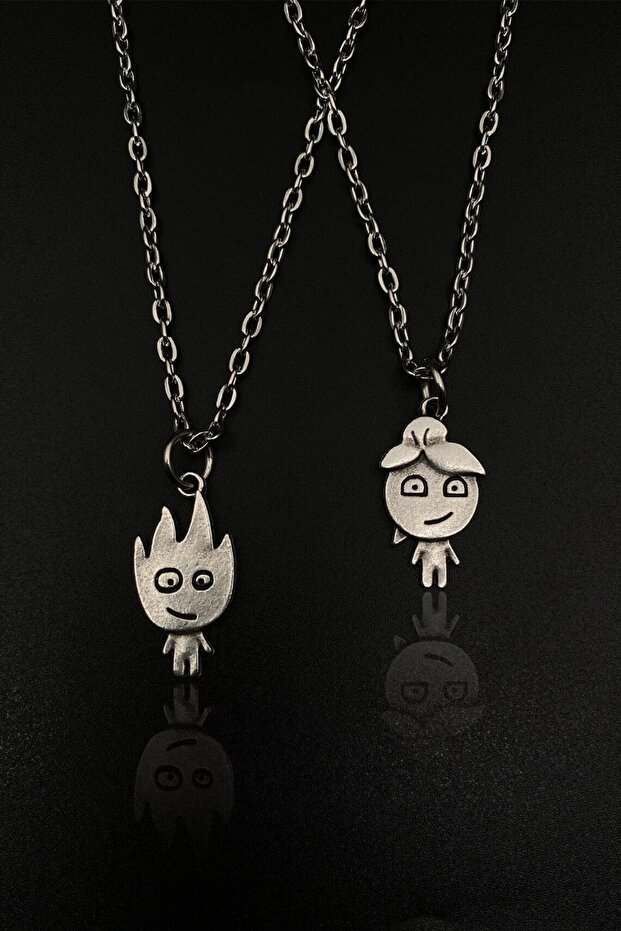 Fire And Water Soulmate Metal Couple Necklace