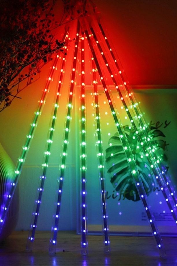 ® 10 Adet Iç Ve Dış Mekan Için Uyumlu Renkli Rgb Akan Meteor Led - 7