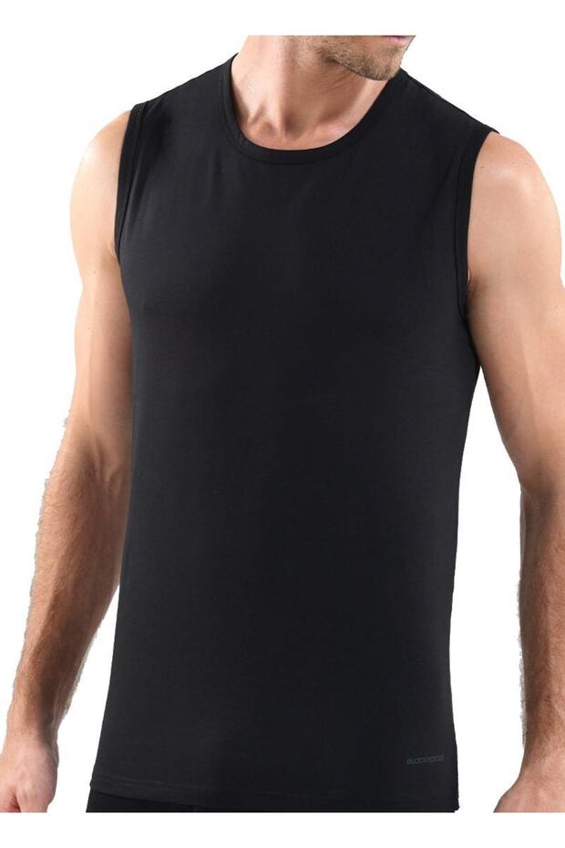 Men's Black Cotton Undershirt 9234