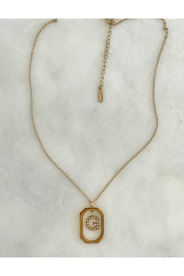 Special Series Steel Jewelled G Letter Necklace