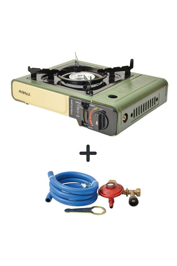 Haki Portatif Tekli Ocak + Hortum Dedantör Set - 1