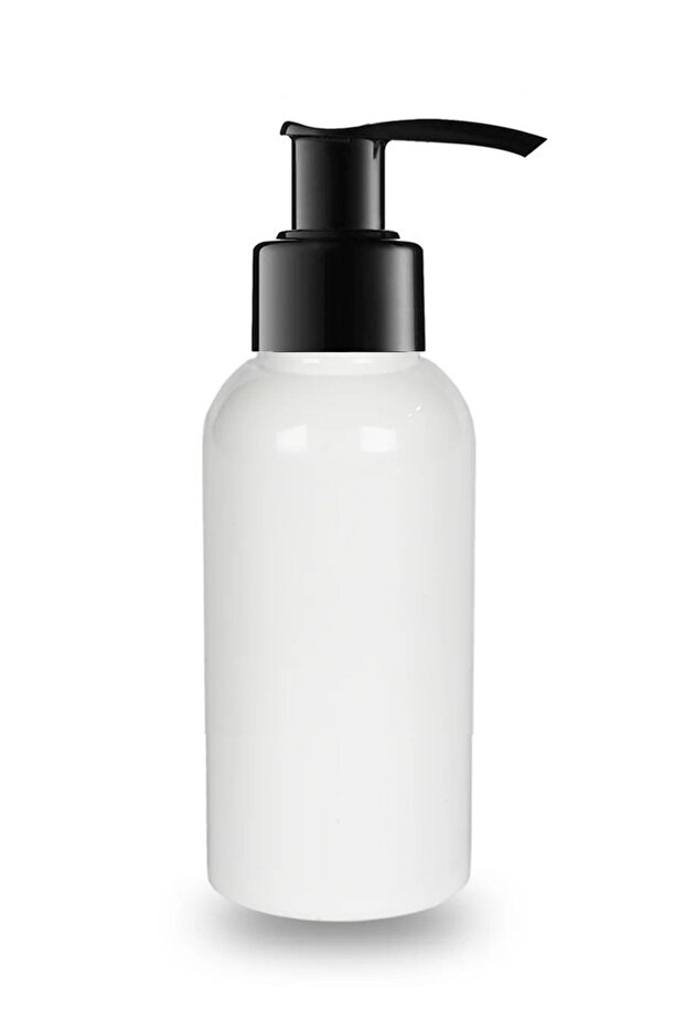 100 Adet - 150ml Plastik Beyaz Oval Boyunlu Şişe, Boş Siyah Sıvı Sabun Pompalı Pet Şişe - 1