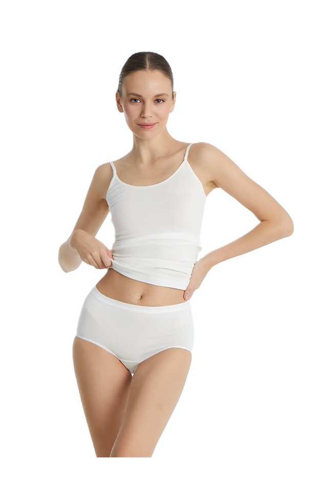 Women's White Plus Size High Waist Slip Panties 1307