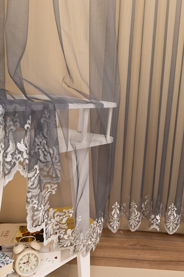 Gradient Color Gradient 1-2 Sparse Pleats Grecian Tulle Curtain 2 Pieces Background + Inner Tulle Set - 2