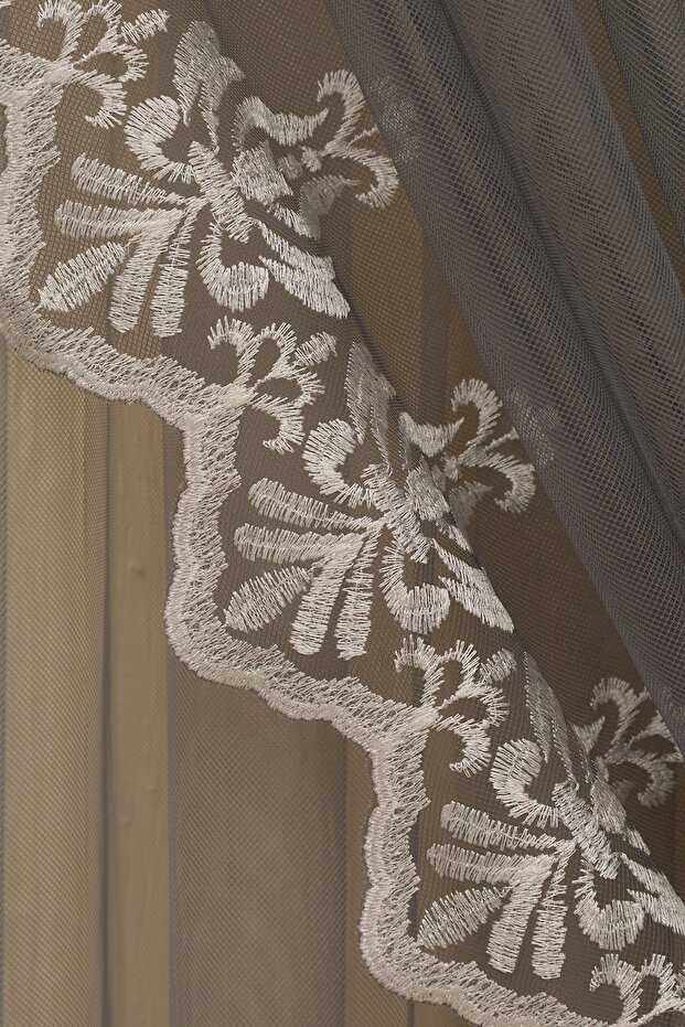 Gradient Color Gradient 1-2 Sparse Pleats Grecian Tulle Curtain 2 Pieces Background + Inner Tulle Set - 4