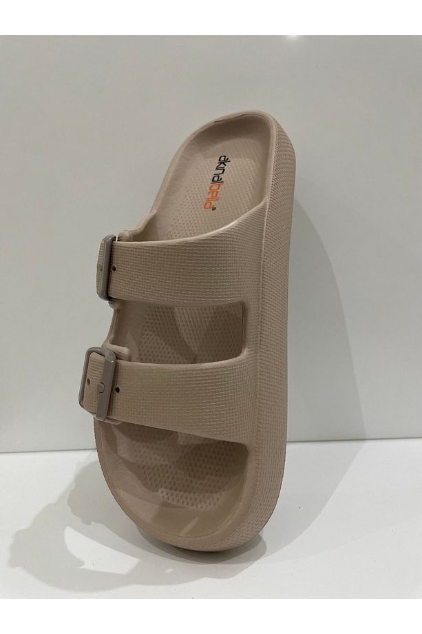Camel Çift Toka Kadın Platform Yazlık Terlik - 2