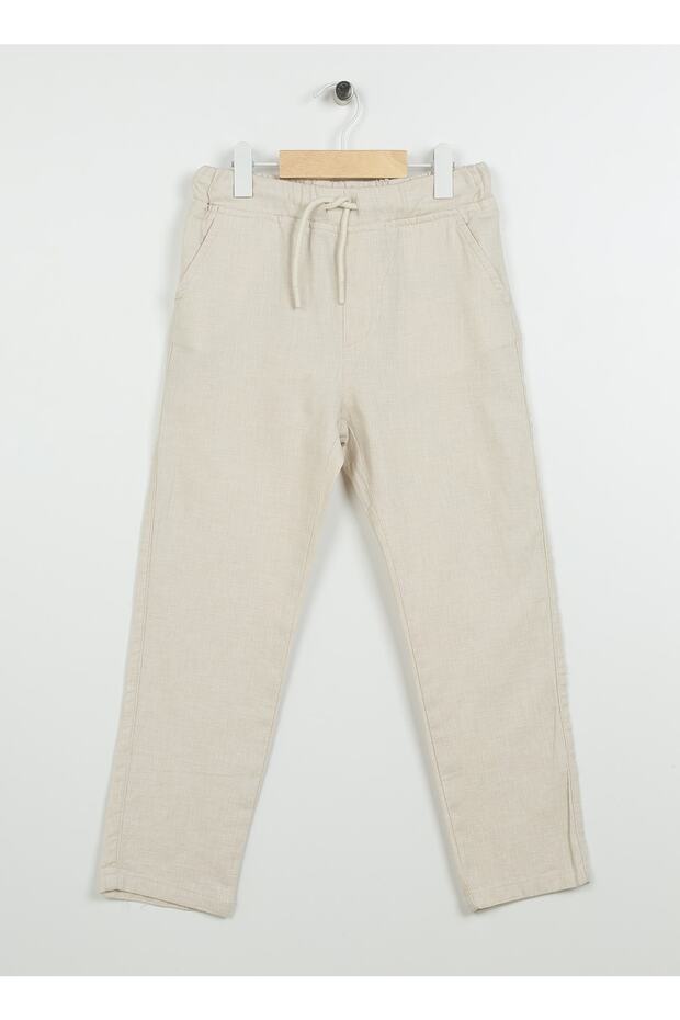 Normal Waist Tube Leg Beige Boy's Trousers 3skb40037tw