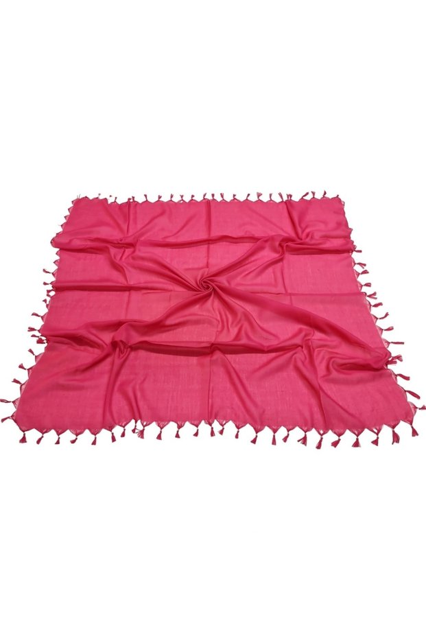 Women's Disassembly Beaded Scarf Handcrafted Cotton Cheesecloth Pomegranate Flower 110cm X 110cm