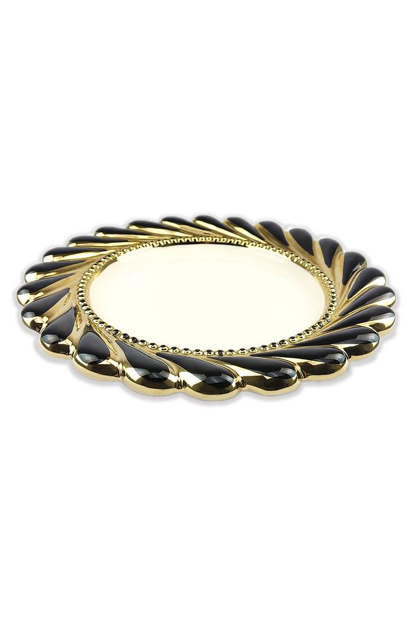 Callavi Yuvarlak Servis Tabağı 33 Cm Siyah Gold - Gbo 177 C320.113 - 2