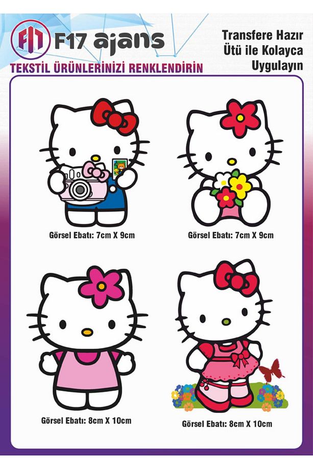 Ütü Ile Yapışan Tekstil Dtf Baskı Görseli Hello Kitty - 1