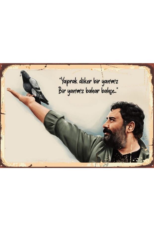 Ahmet Kaya Yaprak Döker Bir Yanımız Retro Ahşap Poster - 1