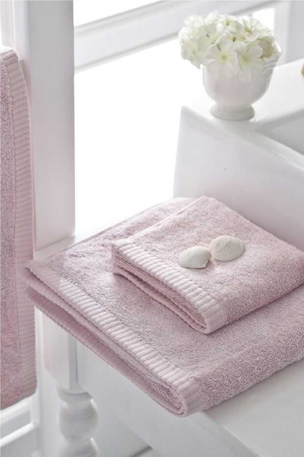 Leafy Hand Towel 30x50 cm Powder Pink