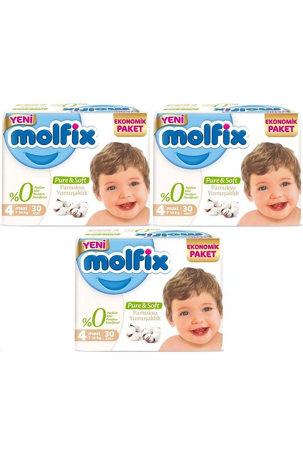Pure&Soft Bebek Bezi Ekonomik Pk 4 Beden Maxi 90 Adet 3'lü Set - 1