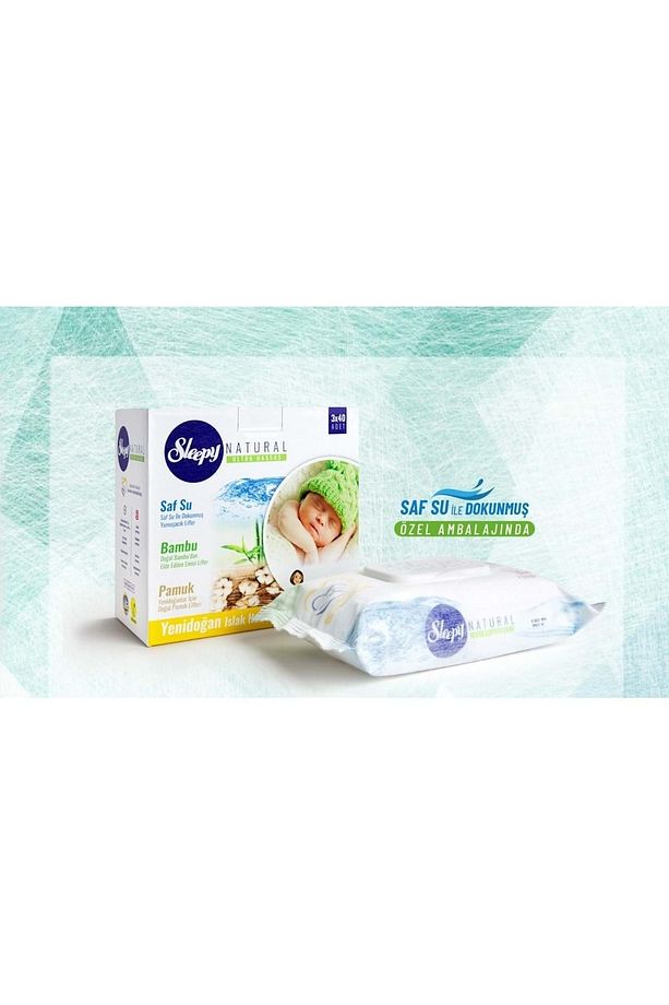 Islak Havlu Yeni Doğan Bambu Naturel 8'li Paket - 960 Yaprak - 3