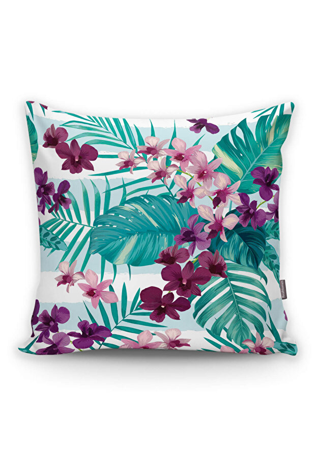 Turquoise Themed Lilac Flower Patterned Decorative Pillow Throw Pillow Cover